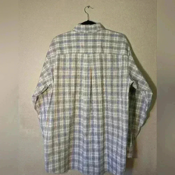 L.L. Bean Men's button down plaid long sleeve blue/red/white Size Large tall fit - Picture 3 of 12